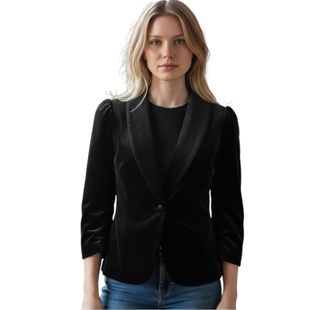 Ann Taylor LOFT Classic Black Velvet Women's Blazer NWOT Size 0P